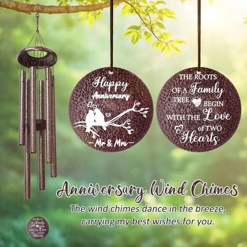 Synhonty Anniversary Wind Chimes Gifts for Men Women, 25" Wind Chimes Romantic Gift for Couple, Parents, Wife, Husband, Friends, Happy Anniversary Decorations - Image 3