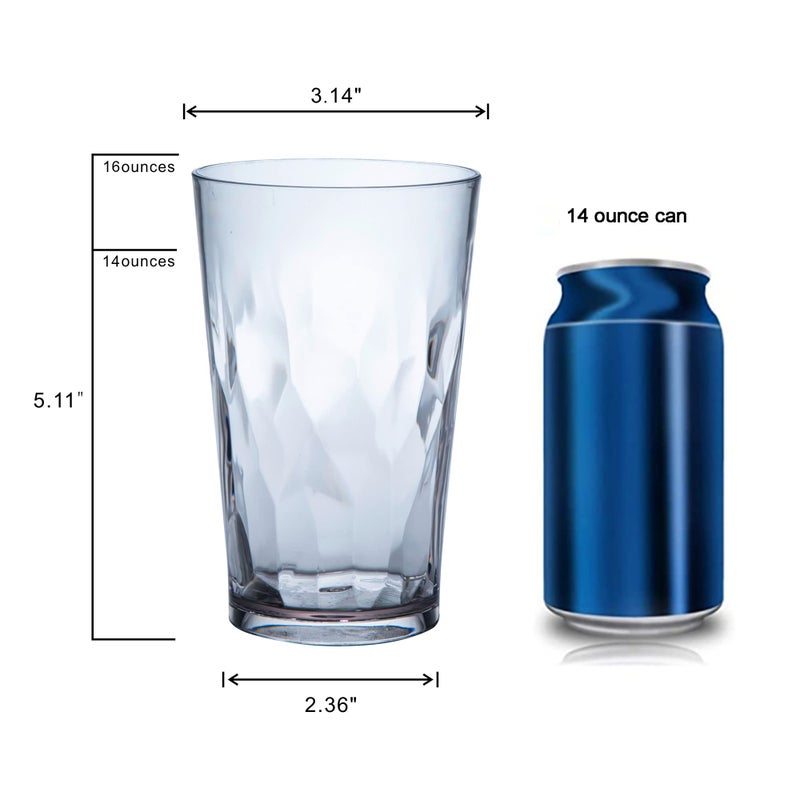 JGIRL unbreakable Plastic Drinking Glasses [Set of 6] Shatterproof Drinking Cups, reusable Drinking Tumblers, Plastic glass cup, Drinking cup, Dishwasher Safe (16 Ounces) - Image 2