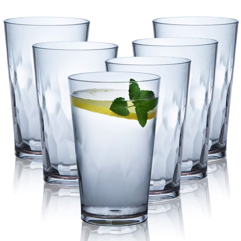 JGIRL unbreakable Plastic Drinking Glasses [Set of 6] Shatterproof Drinking Cups, reusable Drinking Tumblers, Plastic glass cup, Drinking cup, Dishwasher Safe (16 Ounces) - Image 1