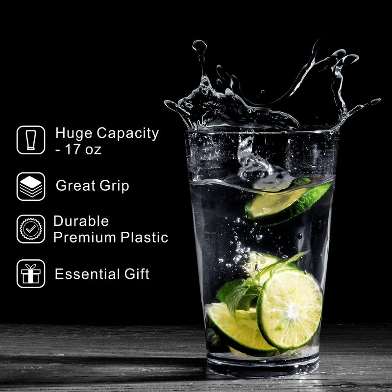 JGIRL unbreakable Plastic Drinking Glasses [Set of 6] Shatterproof Drinking Cups, reusable Drinking Tumblers, Plastic glass cup, Drinking cup, Dishwasher Safe (16 Ounces) - Image 3