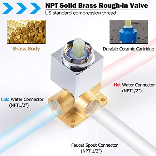 KAPHOME Waterfall Faucet Wall Mount,Brass Bathroom Waterfall Tub Faucet,Wall Mounted Bathtub Filler Tap,Chrome,KHBPC01U - Image 4