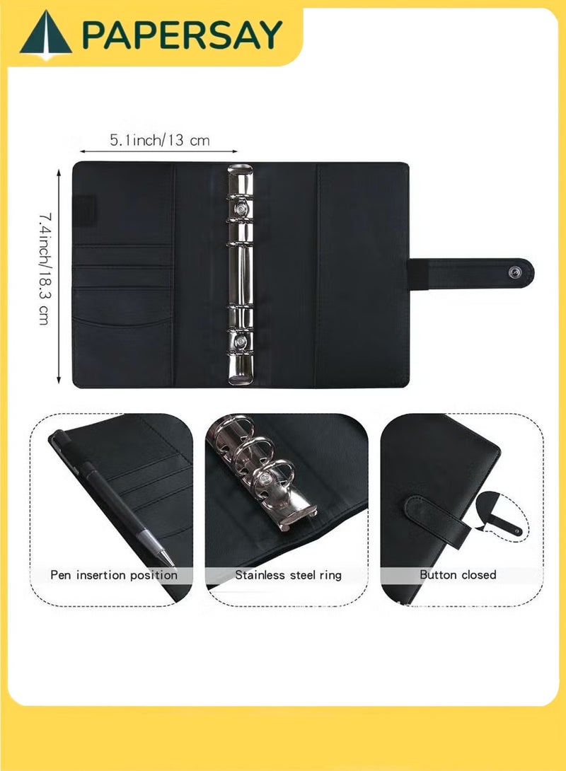PAPERSAY A6 Pu Leather Budget Binder, Cash Envelopes Organizer, Saving Money Planner Notebook, With Clear Zipper Pockets Saving Binder - Image 2