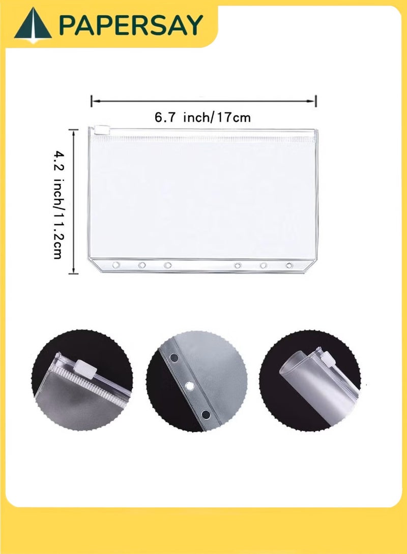 PAPERSAY A6 Pu Leather Budget Binder, Cash Envelopes Organizer, Saving Money Planner Notebook, With Clear Zipper Pockets Saving Binder - Image 4