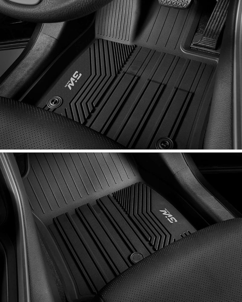 3W Floor Mats Fit for Toyota Tundra 2014-2021 (Only for CrewMax Cab), TPE All Weather Custom Fit Floor Liner for Tundra Accessories SR5/TRD/Limited 1st and 2nd Row Full Set Car Mats Easy Clean, Black - Image 3