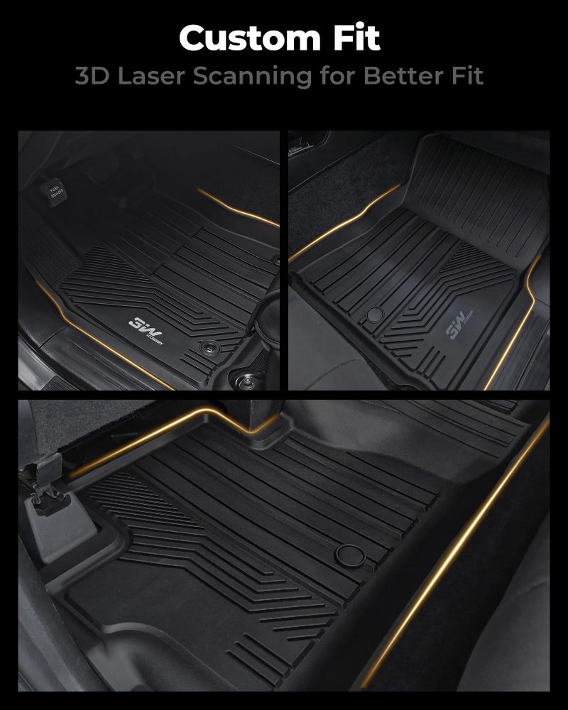 3W Floor Mats Fit for Toyota Tundra 2014-2021 (Only for CrewMax Cab), TPE All Weather Custom Fit Floor Liner for Tundra Accessories SR5/TRD/Limited 1st and 2nd Row Full Set Car Mats Easy Clean, Black - Image 4