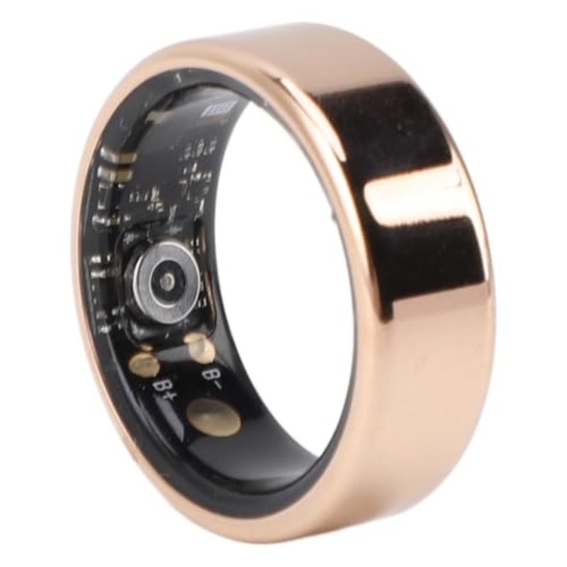 Fitness smart ring for daily wear, stainless steel, gold, waterproof with included charging cable - Image 1