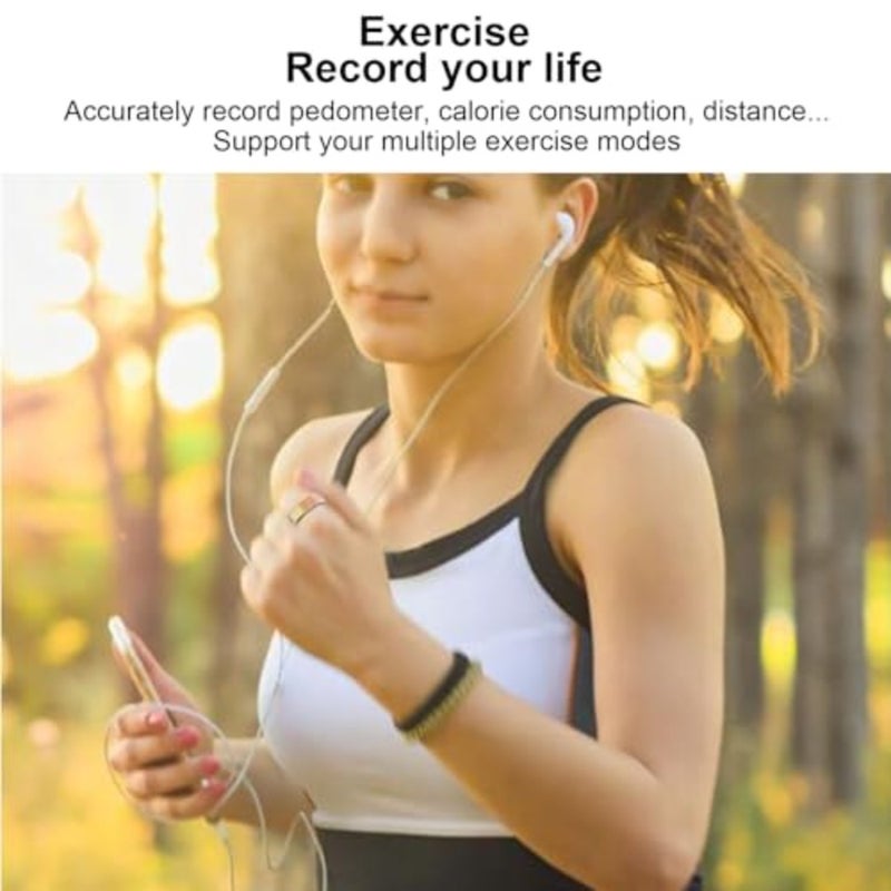 Fitness smart ring for daily wear, stainless steel, gold, waterproof with included charging cable - Image 4