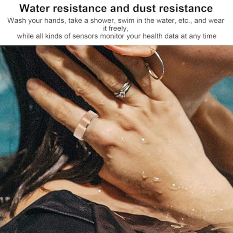 Fitness smart ring for daily wear, stainless steel, gold, waterproof with included charging cable - Image 3