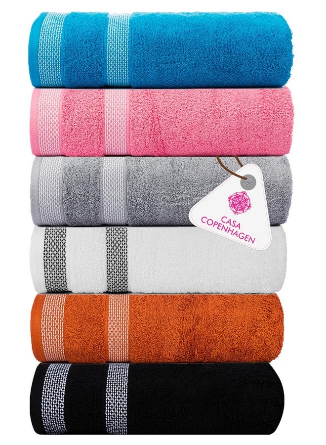 CASA COPENHAGEN Casa Copenhagen - 25.12 Egyptian Cotton Solitaire 6pcs Hand Towel (40 X 60 cm) Colour :Pink, BlueBird, Black, FeatherGrey,Orange, White  - Image 1