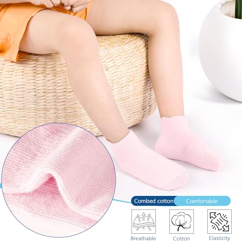 Tphon Baby Toddler Socks Girls Socks with Non Slip Grip 12 Pack Kids Ankle Cute Cotton Sock 1-3 Years - Image 4