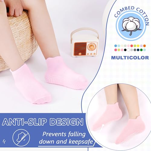 Tphon Baby Toddler Socks Girls Socks with Non Slip Grip 12 Pack Kids Ankle Cute Cotton Sock 1-3 Years - Image 3