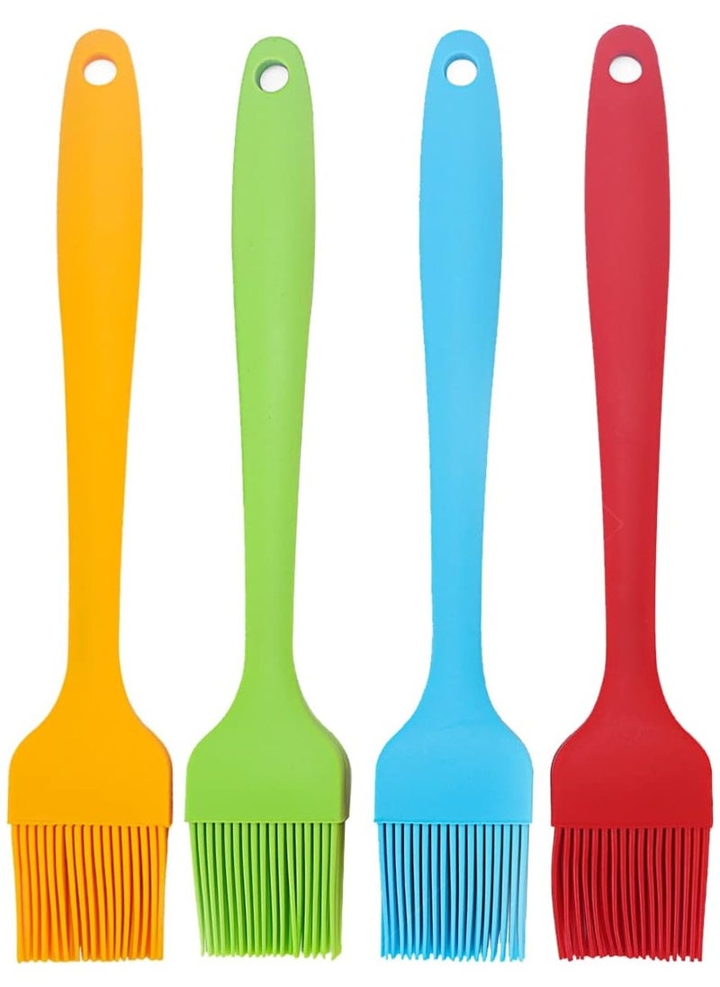 BJM - Silicone Pastry Brush 4 Pcs, Heat Resistant Basting Brush Set for Baking, BBQ Grill, Kitchen Cooking Barbecue Brush Multicolor 8-3/4 Inch Long - Image 1