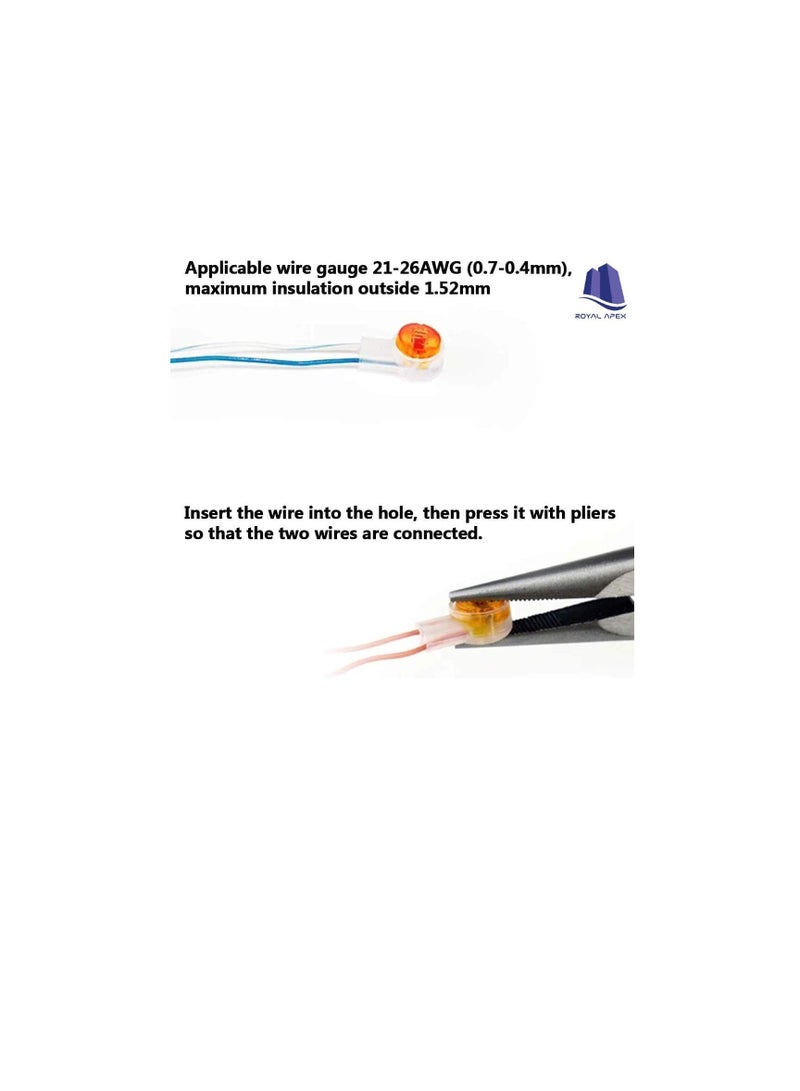 UY Wire Connector, Waterproof Gel-Filled Orange Clear Button Telephone Wire Connectors UY Butt Splice Connector & Network Cable Terminals - Image 3