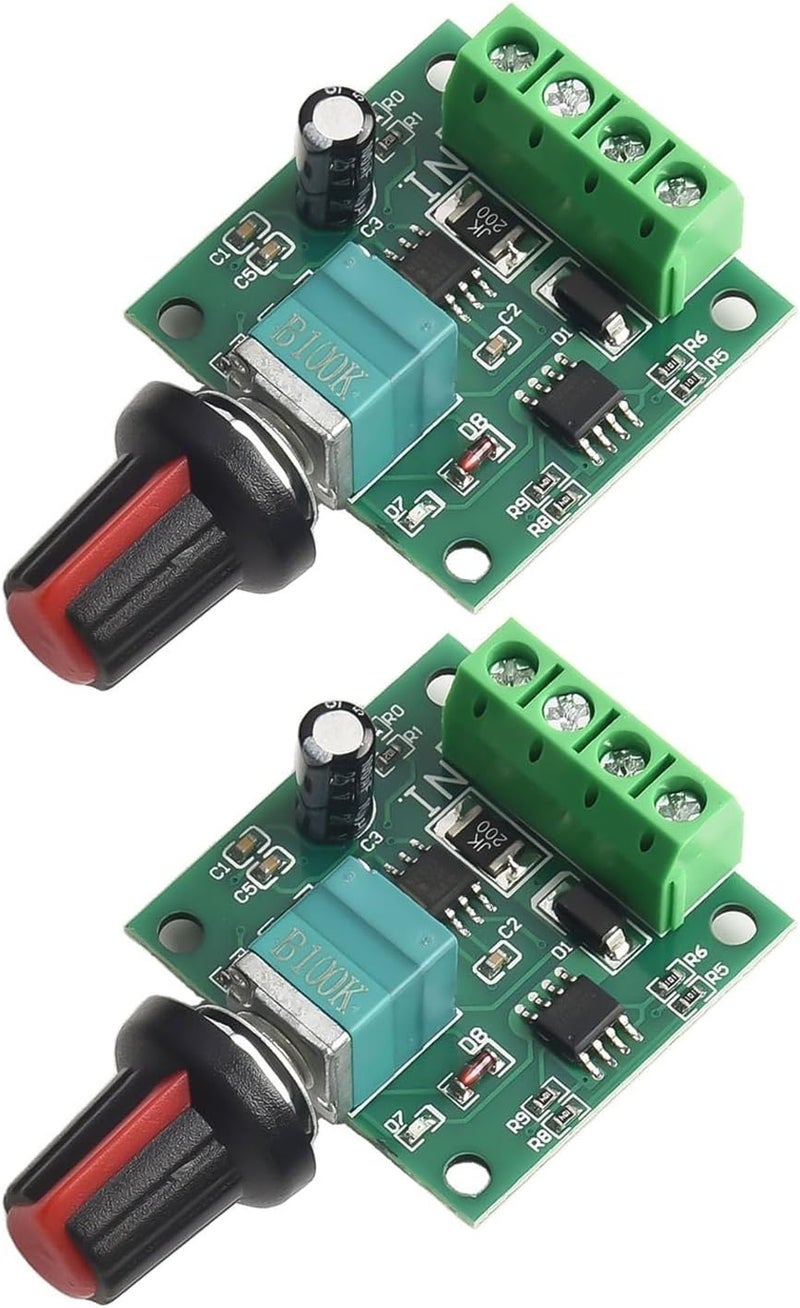 جودة شائعة موثوقة لوحدة تحكم محرك DC PWM 2A 1.8V-15V مع وظيفة مفتاح للتطبيقات ذات الجهد المنخفض جدًا، دورة عمل قابلة للضبط 0-100% وحماية فيوز ذاتي الاسترداد، هيكل ABS، عبوة من قطعتين - Image 1