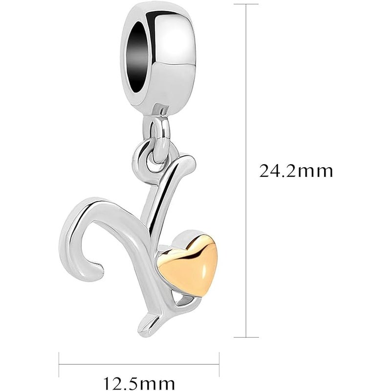 MiiFort Women Alphabet Initial Charm Compatible with Pandora Bracelets Letter A to Z Beads Dangle Pendant - Image 2