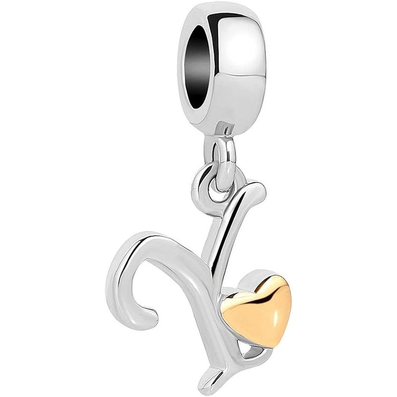 MiiFort Women Alphabet Initial Charm Compatible with Pandora Bracelets Letter A to Z Beads Dangle Pendant - Image 1