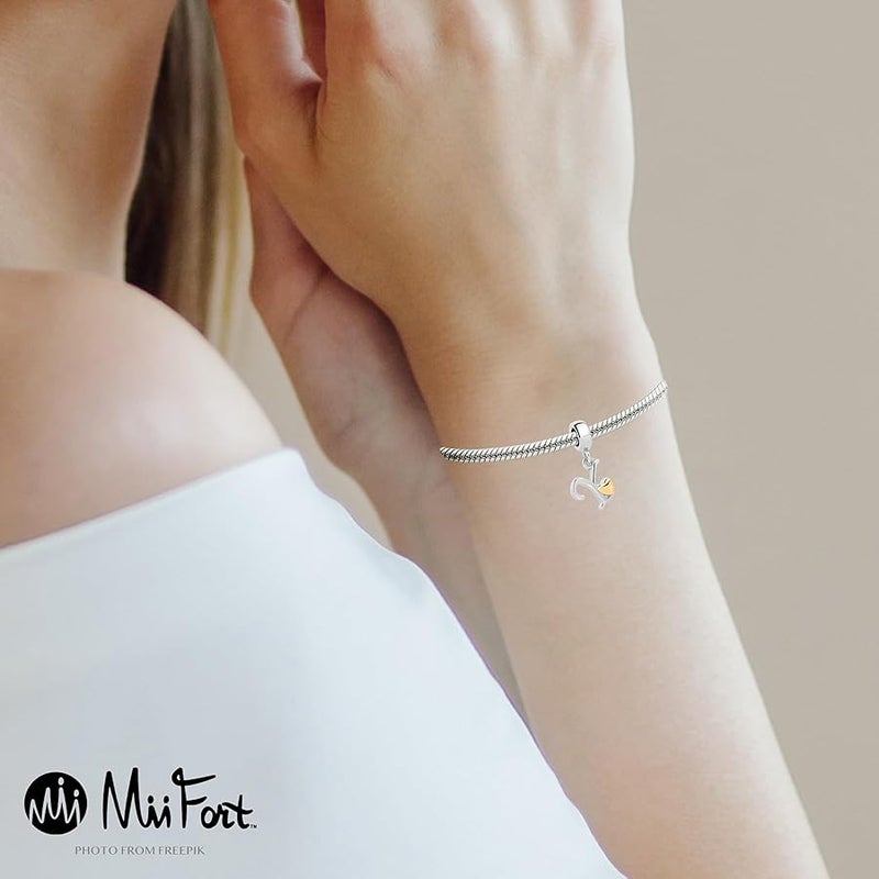 MiiFort Women Alphabet Initial Charm Compatible with Pandora Bracelets Letter A to Z Beads Dangle Pendant - Image 3