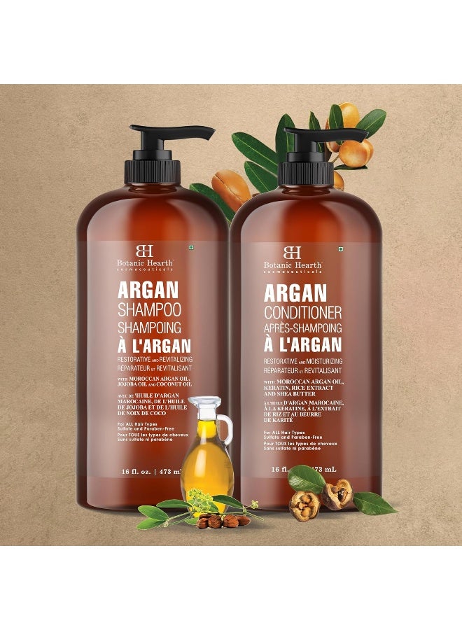 بوتانيك هيرث مجموعة شامبو وبلسم زيت الأرغان - مع الكيراتين والمرطب والمجدد - خالية من الكبريتات والبارابين - لجميع أنواع الشعر والشعر المعالج بالألوان للرجال والنساء - 470 مل × 2 - Image 4