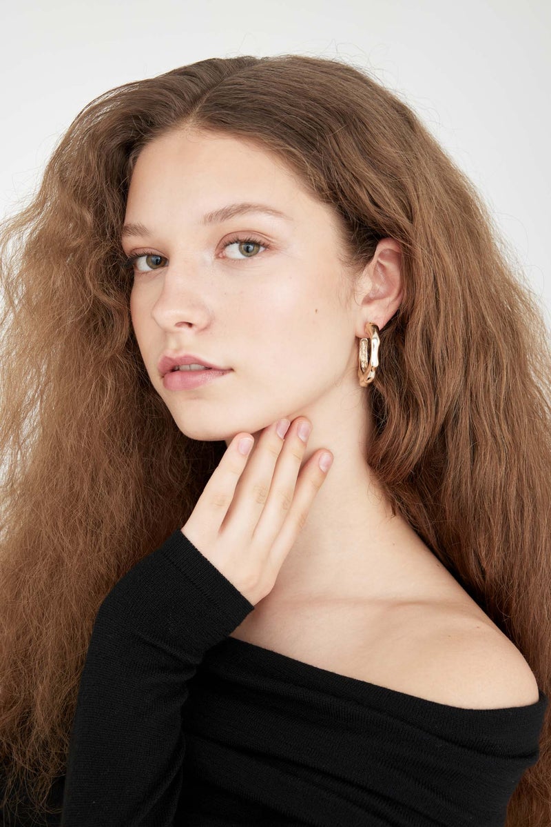 DeFacto Gold Woman Woman Hoop Gold Earrings Casual - Image 1