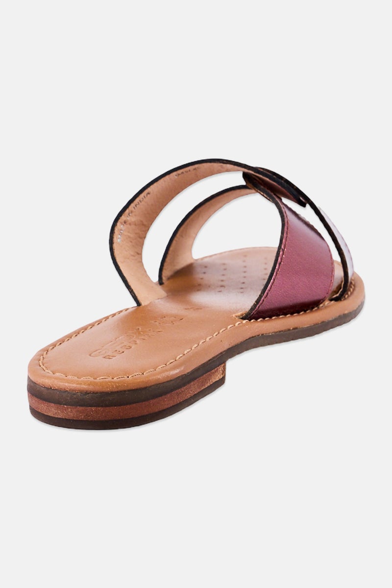 GEOX Women D Sozy Slip On Metallic Sandals, Plum - Image 3