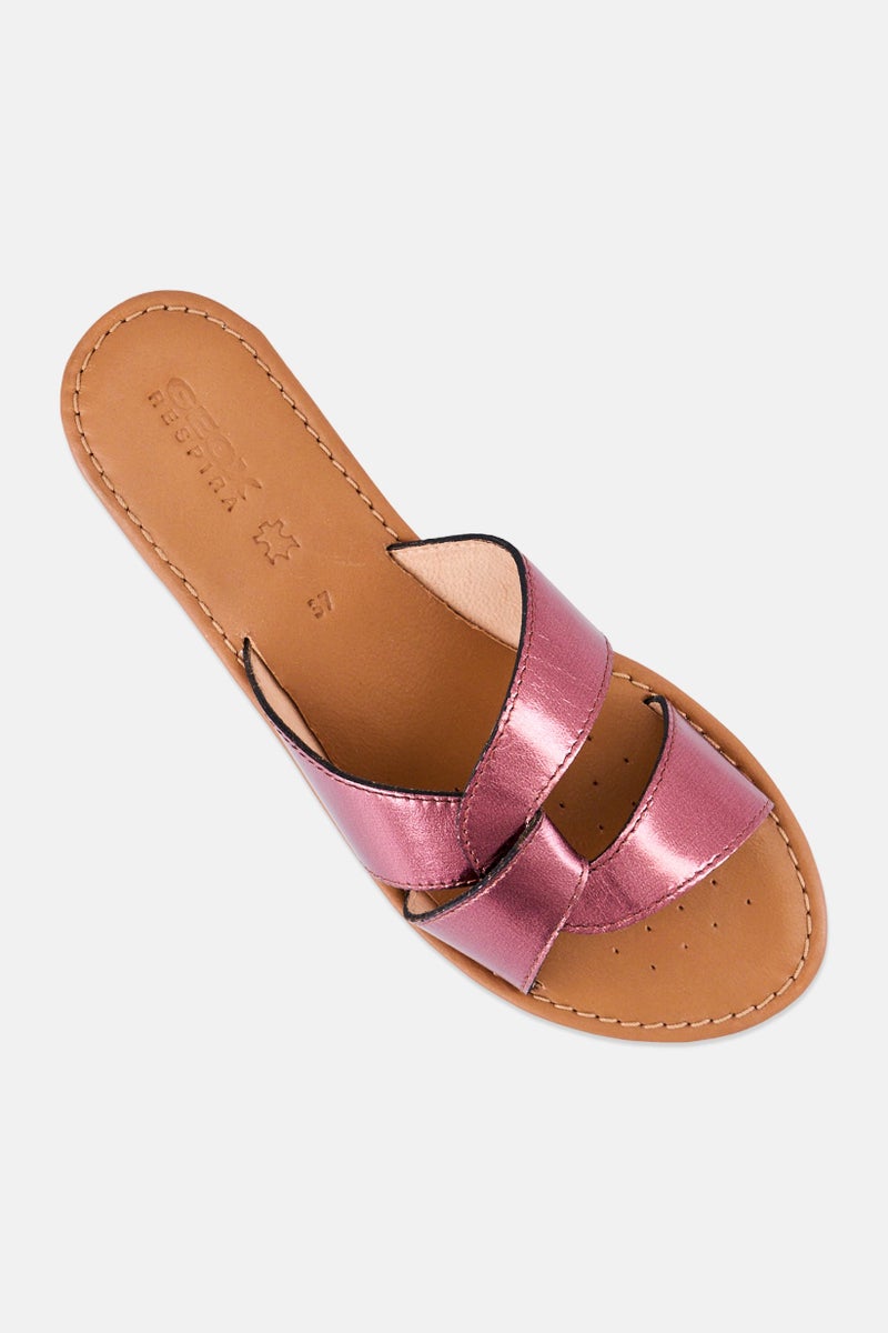 GEOX Women D Sozy Slip On Metallic Sandals, Plum - Image 4