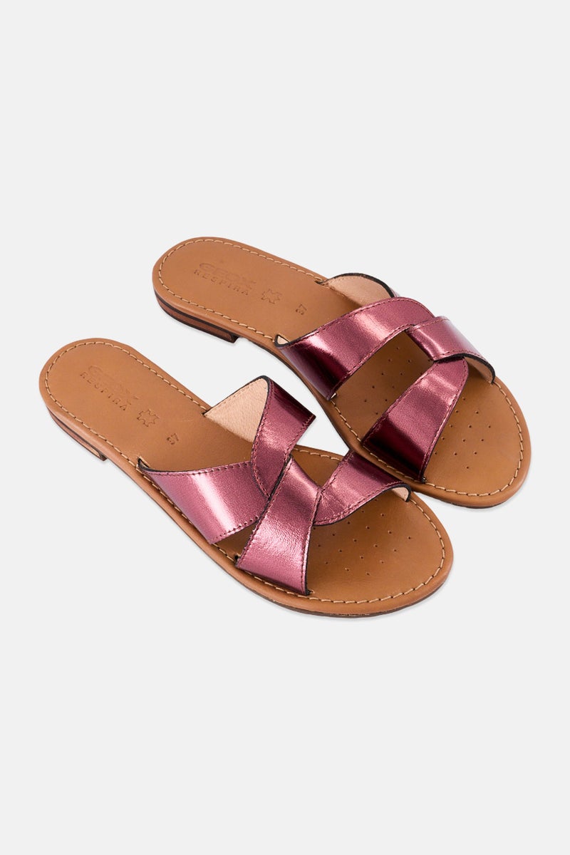 GEOX Women D Sozy Slip On Metallic Sandals, Plum - Image 2