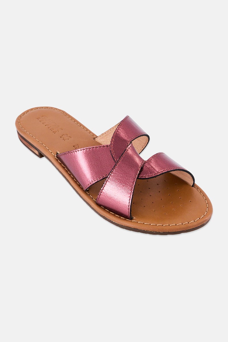 GEOX Women D Sozy Slip On Metallic Sandals, Plum - Image 1