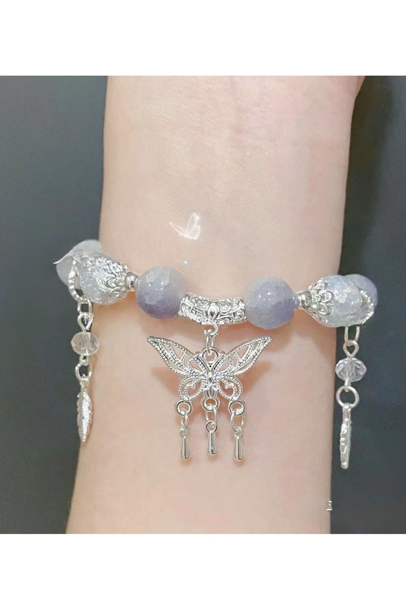 Goolsky Beaded Butterfly Tassel Bracelet | Unique Layered Design | Chic Fairycore Jewelry for Women - Image 2