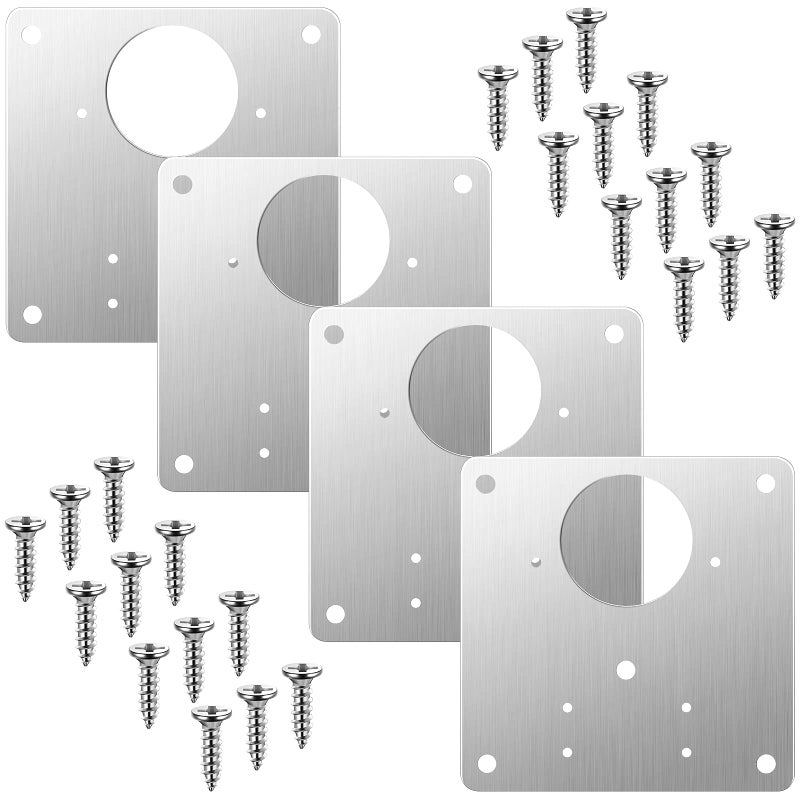 Saisn Cabinet Door Hinge Repair Plate Saisn 4 Pack Stainless Steel Hinge Repair Reinforce Bracket Kit Kitchen Cupboard Hinge Door Fixing Plate with Mounting Screws - Image 2