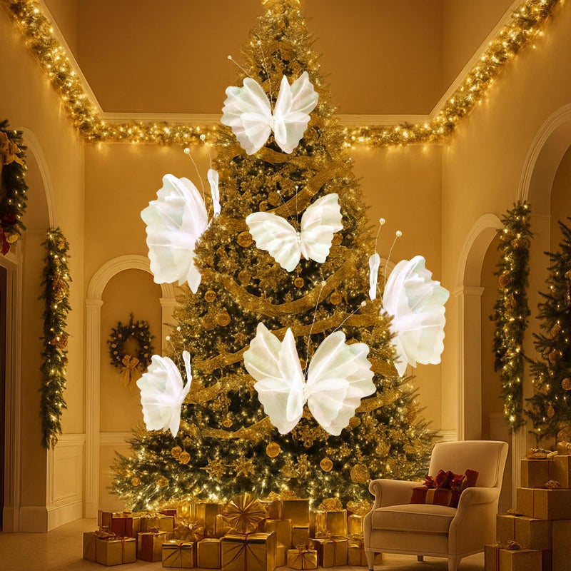 Geelin 6 Pcs Large White Butterfly Decorations Mariposas Grandes para Decoracion Big Butterfly Party Decor 20 Inch 12 Inch 3D Silk Butterflies for Baby Shower Women Birthday Party Wedding Decor - Image 5