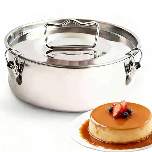 BSDLZCH Stainless Steel Flan Mold, 8 inch Baking Pan for Instant Pot 3 6 8 QT with Lid Flan Pan Flanera Baking Dish Oven Safe - Image 1