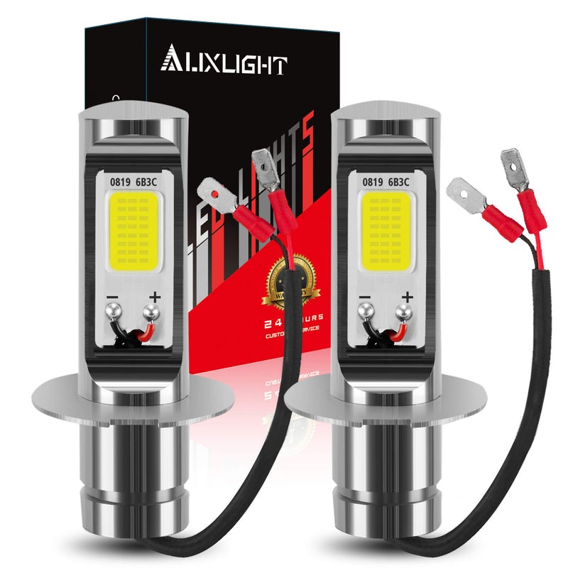 مصابيح ضباب LED H3 من AUXLIGHT 6000K أبيض زينون فائق السطوع طاقة عالية شرائح COB مصابيح ضباب وأضواء تشغيل نهارية DRL بديل للسيارات والشاحنات عبوة من 2