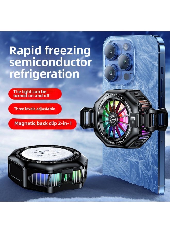 Generic - Icing Mobile Phone Radiator Semiconductor Refrigeration Digital Display Magnetic Back Clip Game Live Bracket Noise Small TL07-Product Color:[icing Model-white] Tl07-three-speed Adjustment - Image 1