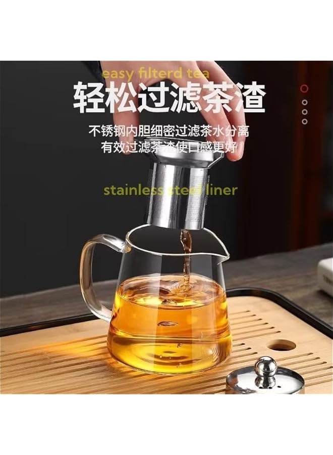 بيوينتي ابريق شاي زجاجي مع مصفاة، امن للاستخدام على الموقد، مجموعة صنع الشاي المتفتحة والسائبة، مع مصفاة ستانلس ستيل قابلة للازالة 750 مل - Image 3