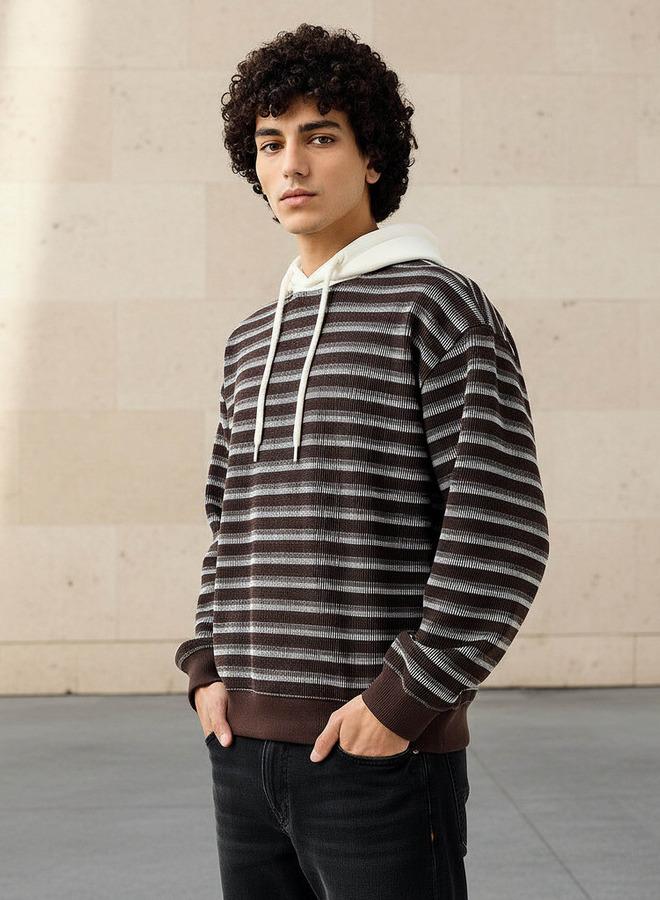 Lee Cooper سويت شيرت مخطط ويفل للرجال من لي كوبر - Image 1