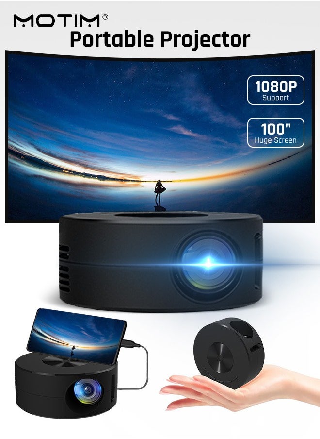 Motim Portable Mini Led Mobile Video Projector, Support HD 1080p Media, Support 100 Inches, Home Theater Office Projector Wired, Freestyle Theater Screen Kids Player, Compatible with HDMI/USB  - Image 1