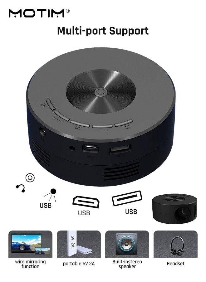 Motim Portable Mini Led Mobile Video Projector, Support HD 1080p Media, Support 100 Inches, Home Theater Office Projector Wired, Freestyle Theater Screen Kids Player, Compatible with HDMI/USB  - Image 3