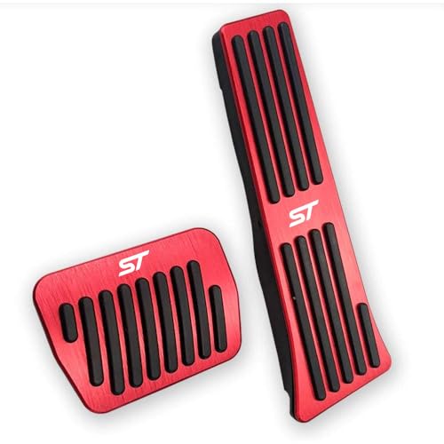 LEXLEY 2PCS Anti-Slip Aluminum Brake Gas Pedal Pads,Auto No Drilling Accelerator Pedal Covers For Ford Explorer 2020 2021 2022 2023 2024 2025-RED - Image 1
