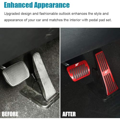 LEXLEY 2PCS Anti-Slip Aluminum Brake Gas Pedal Pads,Auto No Drilling Accelerator Pedal Covers For Ford Explorer 2020 2021 2022 2023 2024 2025-RED - Image 3