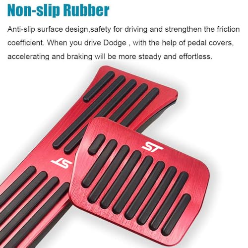 LEXLEY 2PCS Anti-Slip Aluminum Brake Gas Pedal Pads,Auto No Drilling Accelerator Pedal Covers For Ford Explorer 2020 2021 2022 2023 2024 2025-RED - Image 5
