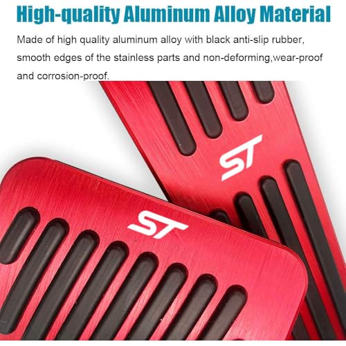 LEXLEY 2PCS Anti-Slip Aluminum Brake Gas Pedal Pads,Auto No Drilling Accelerator Pedal Covers For Ford Explorer 2020 2021 2022 2023 2024 2025-RED - Image 4