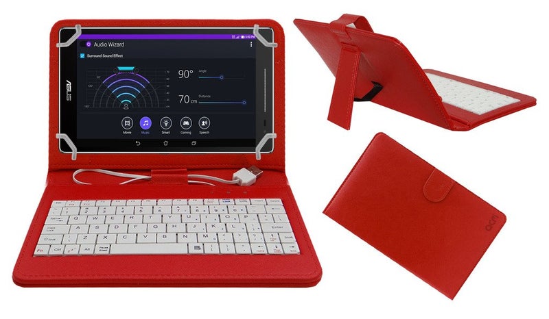 ACM USB Keyboard Case Compatible with Asus Zenpad Theater 7" Tablet Cover Stand Study Gaming Direct Plug & Play - Red - Image 1