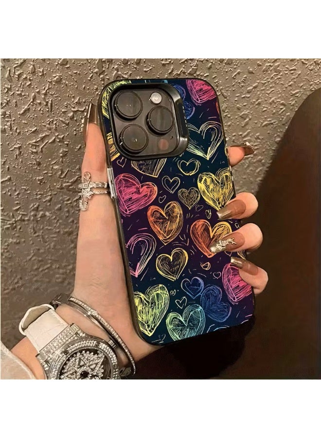 Temu iPhone case with a colorful heart design, perfect for a romantic love festival. This soft, glossy TPU case offers protection and shock resistance, making it an ideal gift for any occasion. Compatible with iPhone 14 Pro. - Image 1