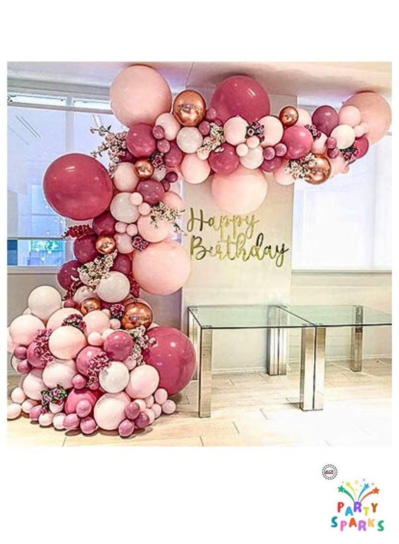 ALCR Party Sparks Balloon Garland Kit Metallic Chrome Latex Party Supplies for Birthdays, Wedding, Baby Showers, Anniversary Decorations and Various Events with Air Pump (Burgundy Pink)