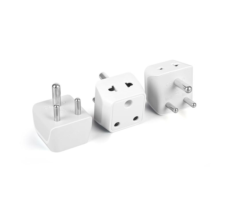 Ceptics Ceptics 2 in 1 Plug Extension Socket Type D Multiple Plug Socket 3 Pin Multi Plug Socket Dual Inputs for Computer PC Laptop Phone CE RoHS 3 Pack Lifetime Limited Warranty  - Image 1