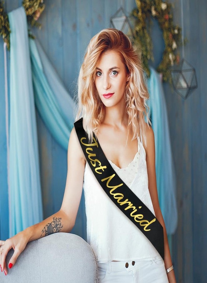 وشاح "متزوجان حديثًا" بأحرف ذهبية، شريط لحفلة توديع العزوبية، وشاح "العروس المنتظرة"، إكسسوارات لحفلات توديع العزوبية وحفلات توديع العزوبية، شريط احتفال بخطوبة، إكسسوارات لحفلات توديع العزوبية وحفلات الزفاف، وشاح أبيض "متزوجان حديثًا" (أسود) - Image 4