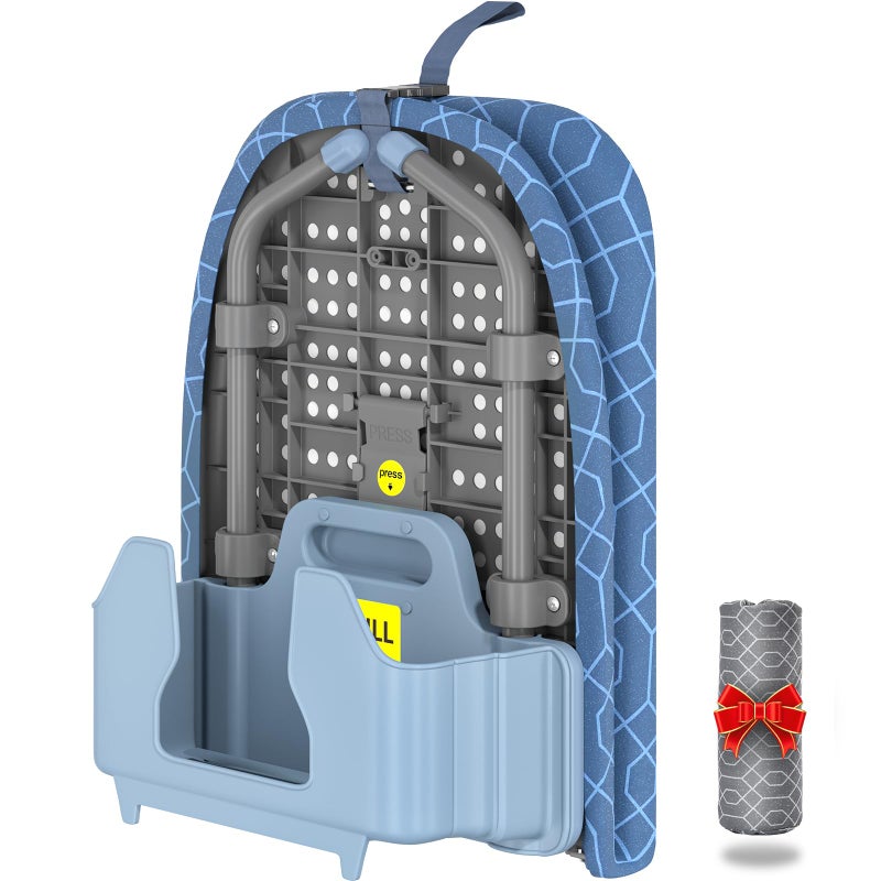 APEXCHASER طاولة كي الملابس APEXCHASER صغيرة مع حامل المكواة طاولة كي صغيرة مع 2 غطاء مقاوم للحرارة طاولة كي محمولة مع أقدام غير قابلة للانزلاق للاستخدام المنزلي والسفر