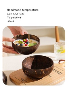 Coconut Coconut Bowls  • Eco Friendly Wooden Serving Bowl Set Polished with Organic Oil for Pasta CerealSalad Smoothies • Vegan Gift  - Image 2