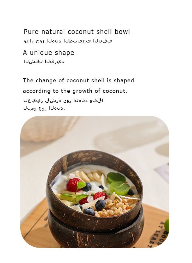 كوكونات - طاسات جوز الهند • طاسة خشبية صديقة للبيئة طبق مصقول بالزيت العضوي للمعكرونة حبوب آولي أي سلطة سموثي • هدية فيجان - Image 1