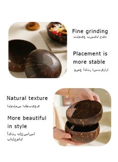 Coconut Coconut Bowls  • Eco Friendly Wooden Serving Bowl Set Polished with Organic Oil for Pasta CerealSalad Smoothies • Vegan Gift  - Image 4